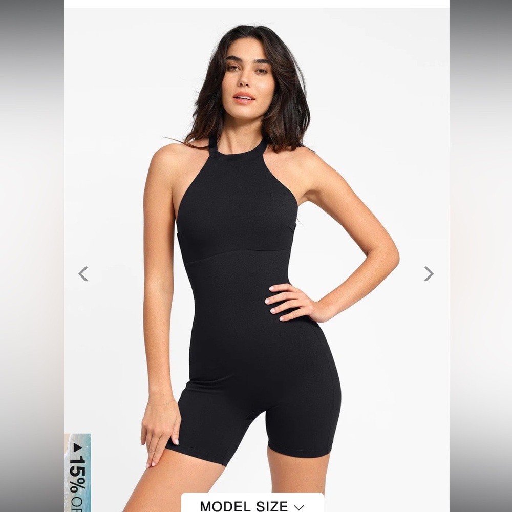 Popilush Black Halter Romper Jumpsuit